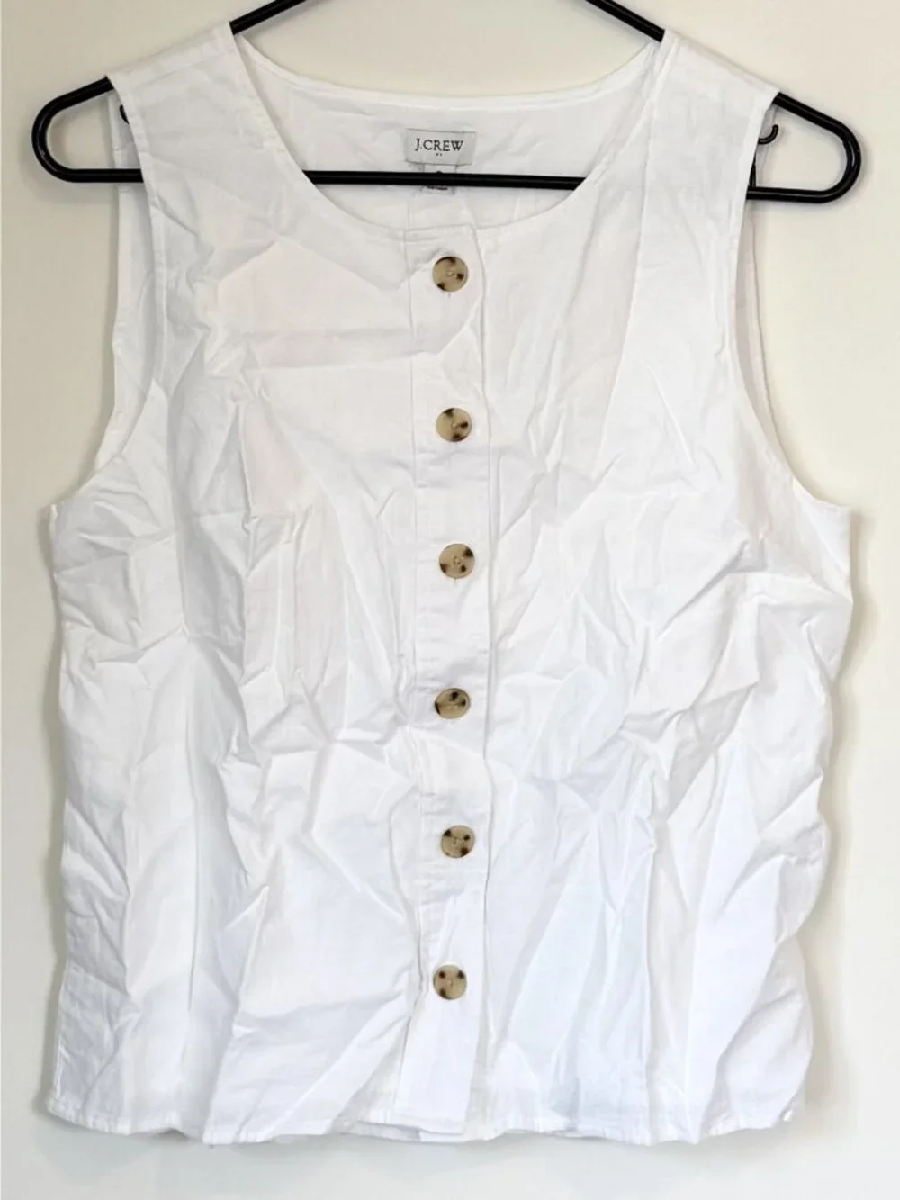 NWT J.Crew Linen Blend Button Front Shell Top - Size: Small